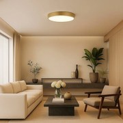 Plafoniera LED cu telecomanda design slim Tesia auriu 60W