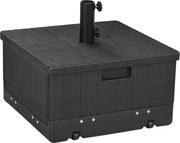 Outsunny Bază pentru Umbrelă 3-în-1 Exterior, Măsuță de Cafea, Jardinieră cu Orificiu de Scurgere, Capacitate 80 kg, Suport Umplut cu Roți și Mânere pentru Terasă și Piscină, Negru | Aosom Romania