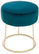 Taburet rotund albastru din metal si catifea, Ø35 cm, Clarissa Bizzotto