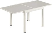 Outsunny Masă Extensibilă din Aluminiu pentru Exterior, Blat din Sticlă Temperată, Crem. | Aosom Romania