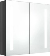 vidaXL Dulap de baie cu oglindă și LED, gri strălucitor, 62x14x60 cm