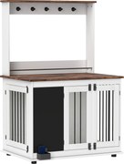 PawHut Cutie pentru câini cu raft de depozitare pentru jucării, cârlige pentru lese, tablă pentru scris, burete pentru șters, pentru câini mari, Alb | Aosom Romania