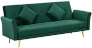 HOMCOM Canapea Pat cu 3 Locuri, 2 Perne Incluse, Spătar Reglabil, Canapea Versatilă 206x81x83 cm, Verde Elegant | Aosom Romania