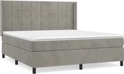 vidaXL Pat box spring cu saltea, gri deschis, 180x200 cm, catifea