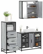 vidaXL Set mobilier de baie, 3 piese, gri sonoma, lemn prelucrat