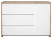 Comodă albă-în culoare naturală cu aspect de lemn de stejar 119x84x48 cm Next – Tvilum