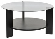 Măsuță de cafea Clara Wood Black cu sticlăfumurie