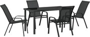 vidaXL Set de masă pentru grădină 5 pcs Negru Oțel acoperit cu pulbere