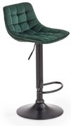 Scaun de bar cu picior negru MALIBU VELVET, verde