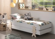 Set 4 paturi stivuibile pentru copii MODULO, alb, 90 x 200 cm, cu picioare în formă de zâmbet – Vipack