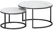 HOMCOM Set de 2 mese de cafea gigogne, stivuite, design industrial, picioare din metal, alb | Aosom Romania