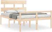 vidaXL Cadru de pat senior cu tăblie, 140x190 cm, lemn masiv