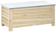 Outsunny Coș de grădină din lemn și capac din metal galvanizat 155L cu pistoane 110 x 50 x 50 cm | Aosom Romania