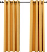 vidaXL Draperii opace aspect in, cu ocheți, 2 buc., galben, 140x175 cm