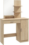 HOMCOM Masă de Machiaj cu Dulap, Sertar, Rafturi și Oglindă, lemn natural | Aosom Romania