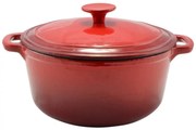 Oala fonta emailata cu capac 24 cm, 4 L, Perfect Home 12012, rosie