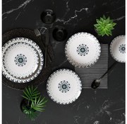 Set de masă din porțelan, 24 piese, alb/albastru