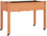 vidaXL Jardinieră cu roți&căptușeală maro 118x59x76 cm lemn masiv brad