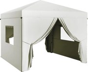 Outsunny Cort pliabil pop-up 3x3 m cu 4 draperii laterale 2 ferestre din plasă înălțime reglabilă impermeabil și anti-UV Alb | Aosom Romania