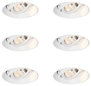 Set de 6 spoturi încastrate moderne albe GU10 AR70 rotunde fără ramă - Oneon