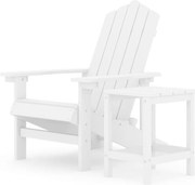vidaXL Scaun de grădină Adirondack cu masă, alb, HDPE
