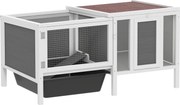 PawHut Conigliera de Exterior cu Casă, Zonă de Alergare și Tavă, Cușcă pentru Iepuri din Lemn de Brad, Metal, PET și Acoperiș din Bitum, 105 x 57.5 x 51.5 cm, Multicolor | Aosom Romania