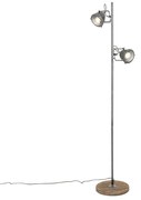 Lampa de podea industriala din otel cu lemn 2 lumini - Emado