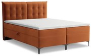 Pat boxspring teracotă cu spațiu de depozitare 160x200 cm Mikana – Makamii