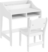 AIYAPLAY Set birou și scaun pentru copii 3-8 ani cu compartimente și rafturi deschise, alb | Aosom Romania