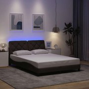 vidaXL Cadru de pat cu LED fără saltea țesătură maro închis 140x190 cm