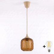 Brilagi - Lustră LED suspendată pe cablu R GLASS 1xE27/60W/230V Ø 14 cm bej/maro fumuriu