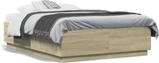 vidaXL Cadru de pat, stejar sonoma, 135x190 cm, lemn prelucrat