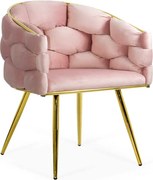 Scaun living roz din catifea cu aspect modern BUC 251