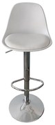 Scaun bar Kendo, cu spatar, inaltime ajustabila, alb, picior metalic cromat