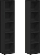 vidaXL Dulapuri CD-uri, 2 buc., negru, 21 x 16 x 93,5 cm, PAL