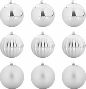 vidaXL Set de Globuri de Crăciun XL 9 pcs Argintiu Plastic