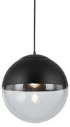 Lampă suspendată retro neagră cu sticlă transparentă 35 cm - Eclipse