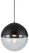 Lampă suspendată retro neagră cu sticlă transparentă 35 cm - Eclipse