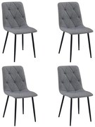 Set 4 Scaune Bucatarie/Dining Fido Material Textil Gri