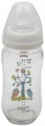 Biberon din sticla cu capac Cangaroo™ Hello, 0 luni+, 240 ml, 8 masuri, sistem anti colici, tetina lapte, Alb