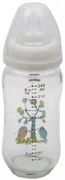 Biberon din sticla cu capac Cangaroo™ Hello, 0 luni+, 240 ml, 8 masuri, sistem anti colici, tetina lapte, Alb