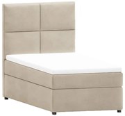 Pat bej tapițat cu spațiu de depozitare cu somieră 80x200 cm Lena – Ropez