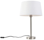 Lampă de masă modernă din oțel cu nuanță albă de 32 cm - Simplo