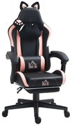 HOMCOM Scaun Gaming Ergonomic cu Urechi de Pisica, Roz | Aosom Romania