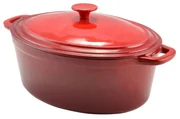 Oala fonta emailata ovala cu capac 36 cm, 8,5 L Perfect Home 10115, rosie