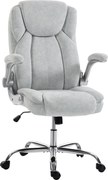Scaun Ergonomic HOMCOM, Spătar Înalt, Tapițat în Catifea Imprimată, Cotiere Rabatabile, Alb Crem | Aosom Romania