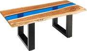 Masuta din lemn de salcam cu rasina epoxidica albastra LIQUID 110cm