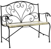 Banca Metal Gradina Outsunny,banca gradina din Fier Stil Vintage 2 Locuri Negru | Aosom Romania