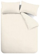 Lenjerie de pat bej-crem din flanelă pentru pat dublu, extinsă 230x220 cm Stripe – Catherine Lansfield