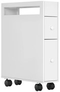 HOMCOM Carucior Cu Rotile pentru Spatiu Ingust Dulap de Baie, Design Compact, doua Sertare, patru Roti, alb, 16 x 49,5 x 66 cm | Aosom Romania